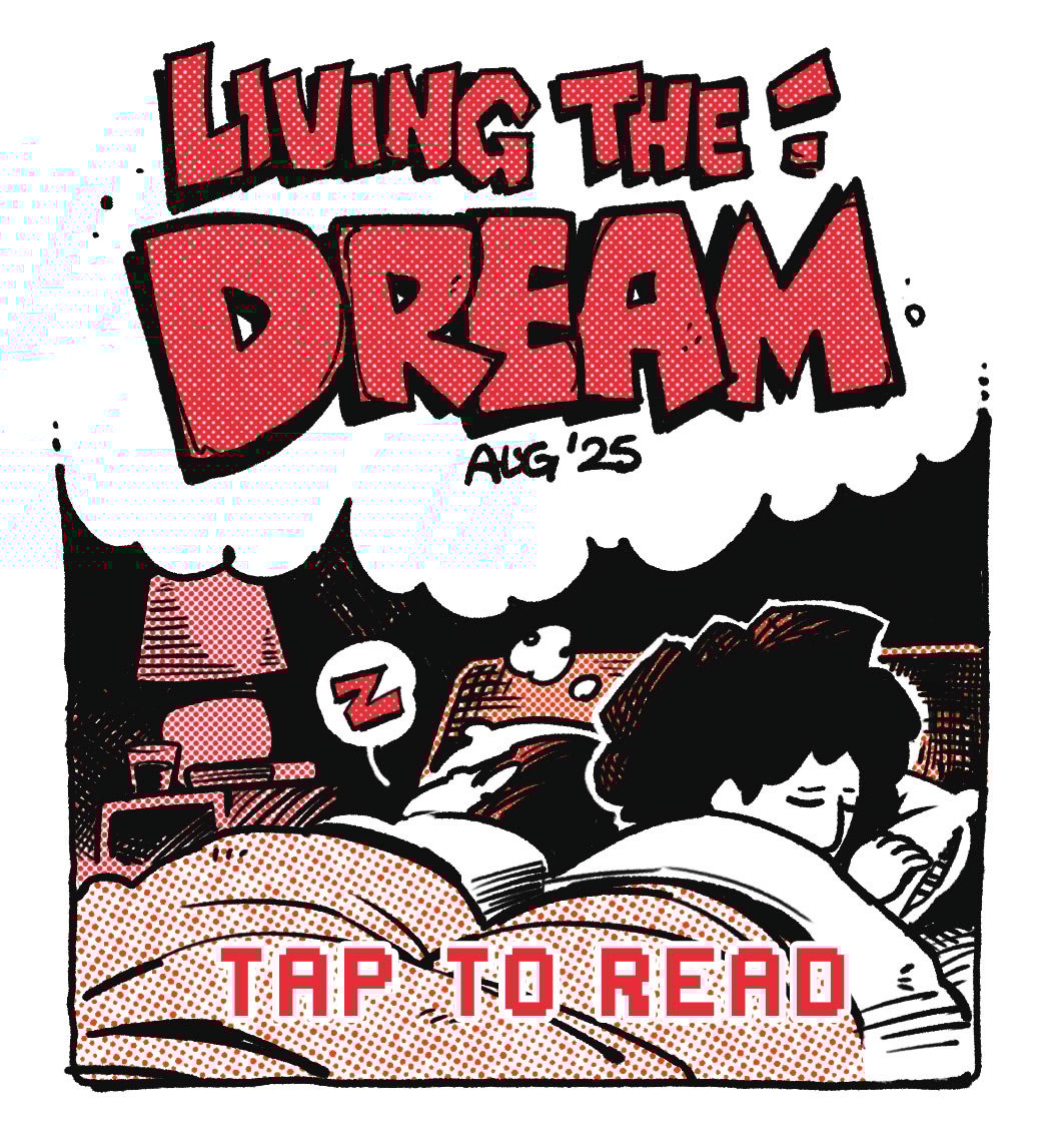 Alternate sketch for the cover, showing the protagonists writing the title of the series on a large billboard. They are standing high above the city.