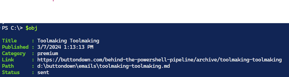 An object from list metadata