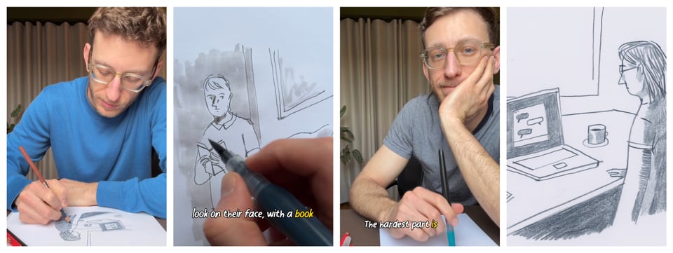 Several photos of me drawing