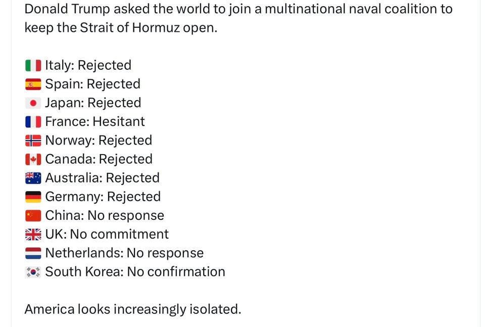 No country but Israel supports Trump in the Mideast.