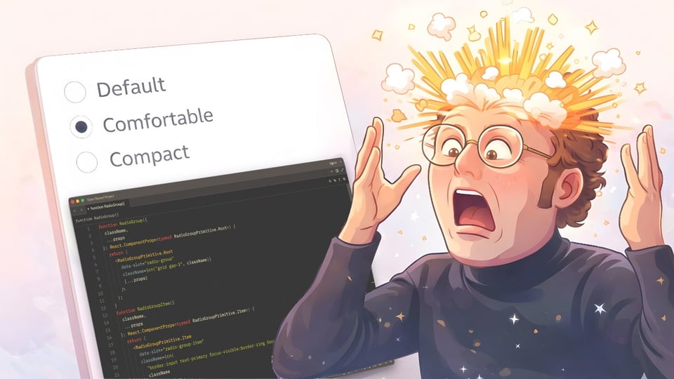 An illustration for the article The Incredible Overcomplexity of the Shadcn Radio Button