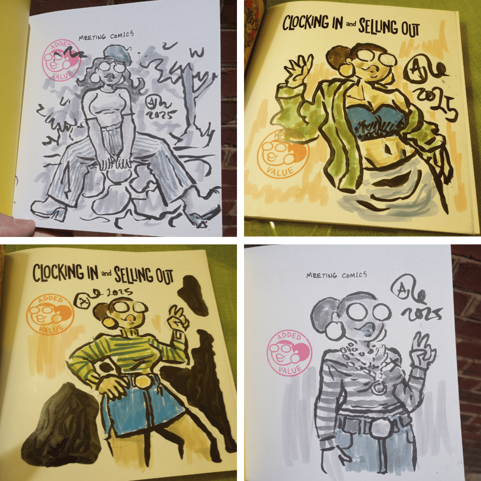 four book sketches featuring Val