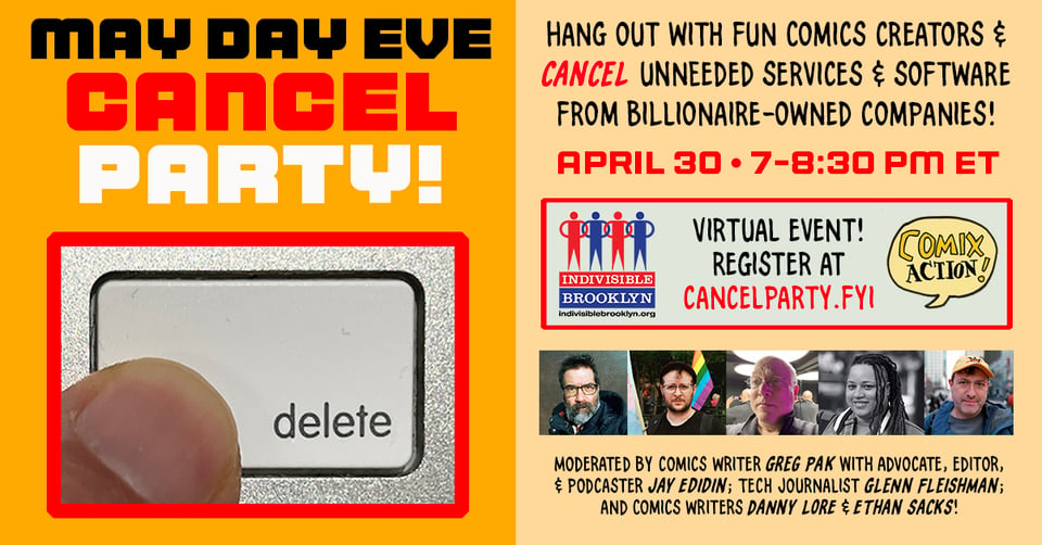Comix Action's May Day Eve Cancel Party on 4/30 - online!
