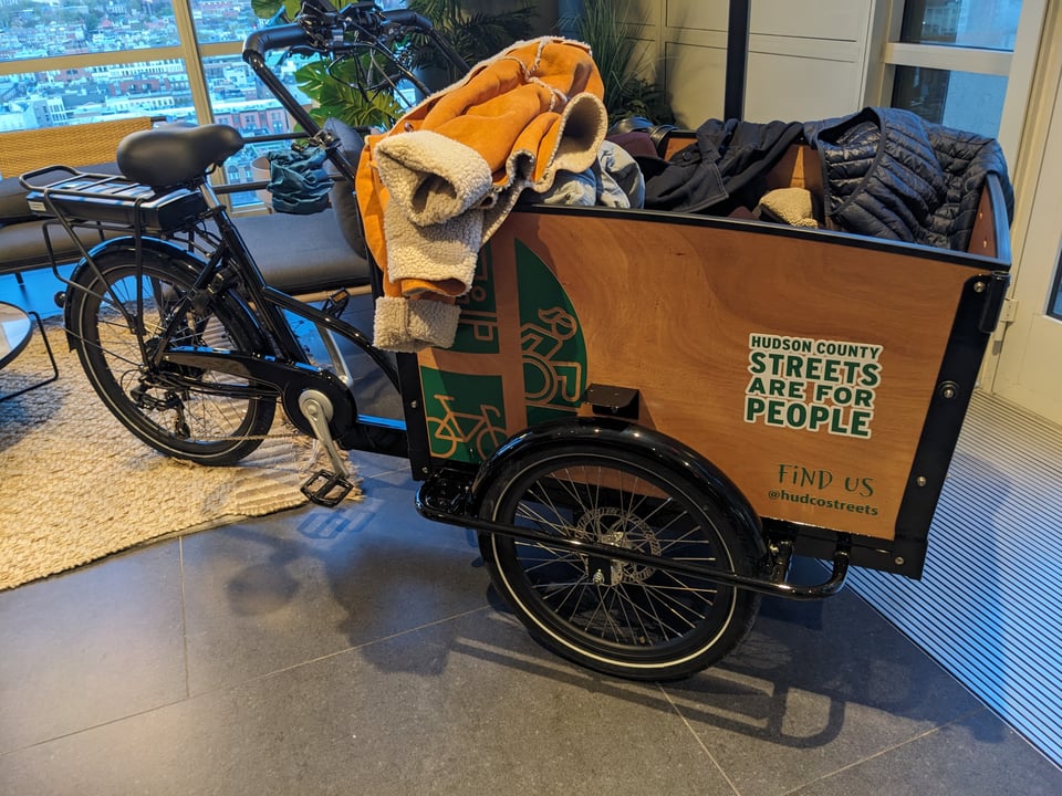 hudcostreets cargo bike in a lobby