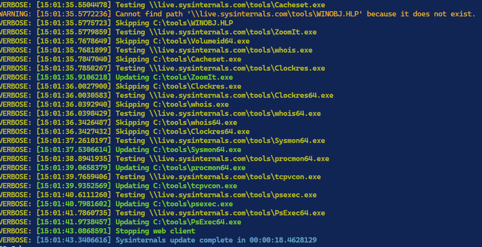 Updating Sysinternals tools