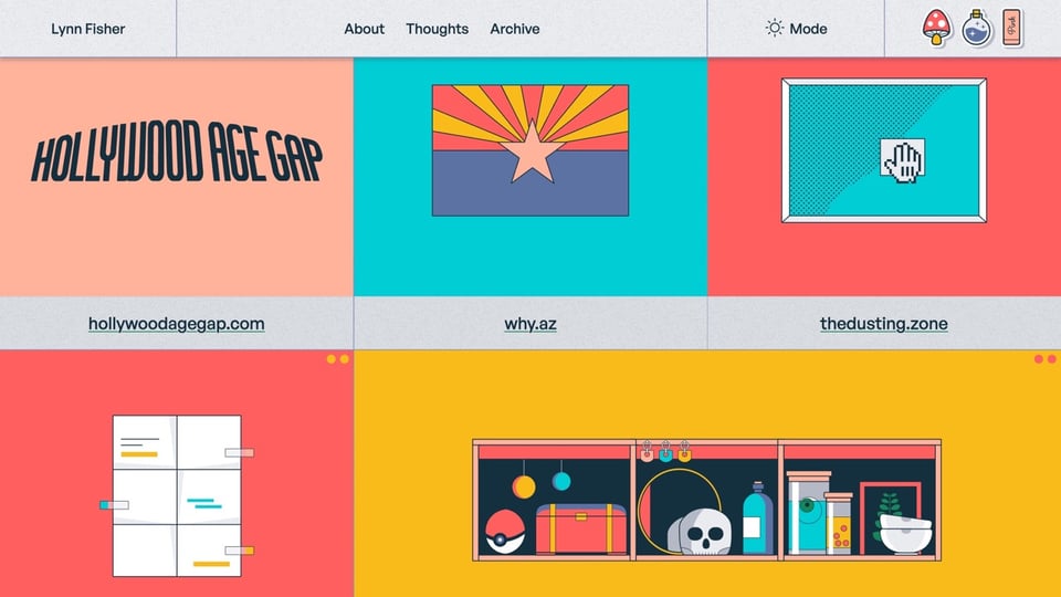 Lynn's website showing various illustrations