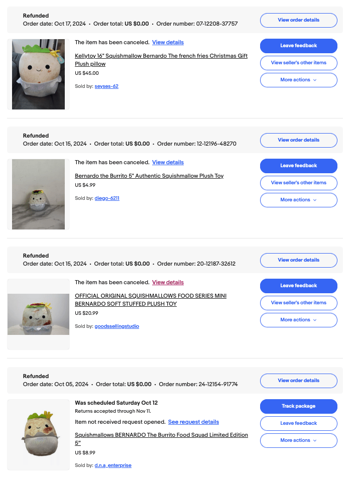 all my cancelled ebay orders