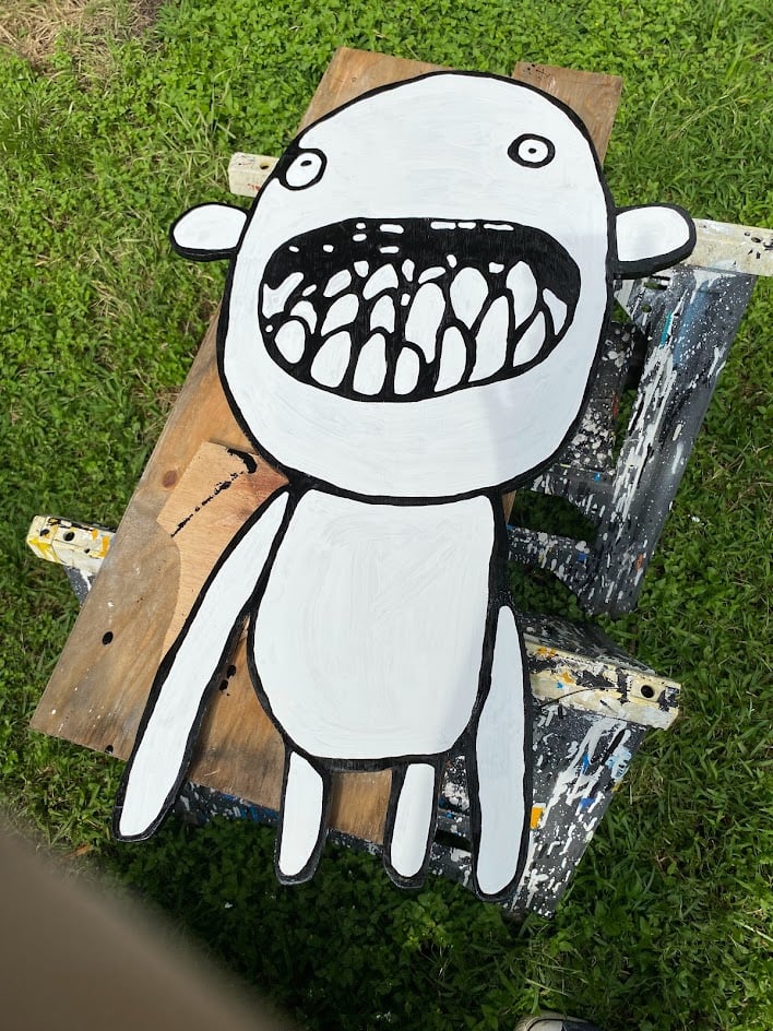 large painting of imaginary critter by David Rhoden