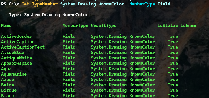 KnownColor fields