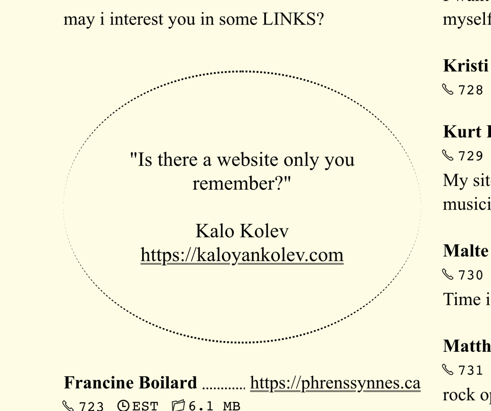 [A close up of a page of the phone book with a quote from Kalo Kolev: “Is there a website only you can remember?”]