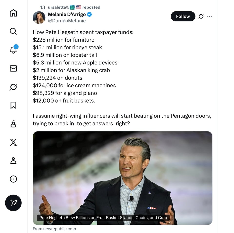 Pete Hegseth spent $93 billion last month. Really.