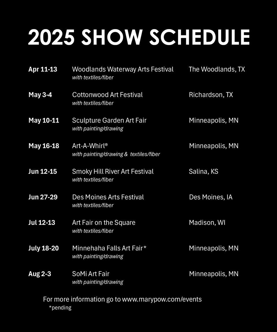 Mary Pow's show schedule for 2025