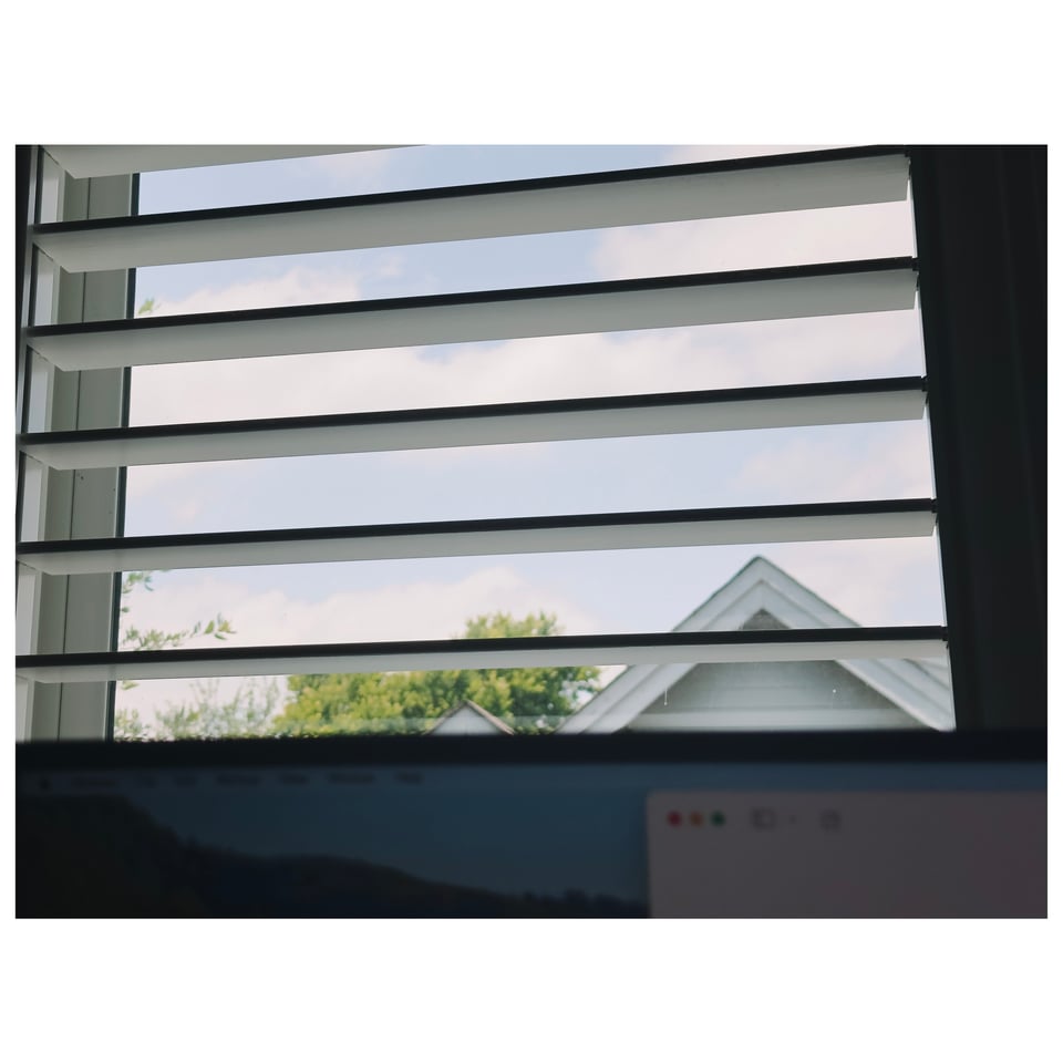 The view from my desk: a little bit of the next house, a little bit of tree, a lot of Texas sky