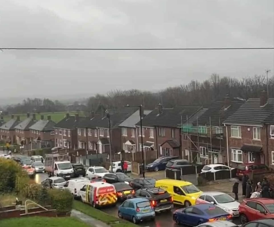 Handsworth Grange Road in Winter 2025. Aprica describes this as an existing rat-run between Beaver Hill Road and Handsworth Road.