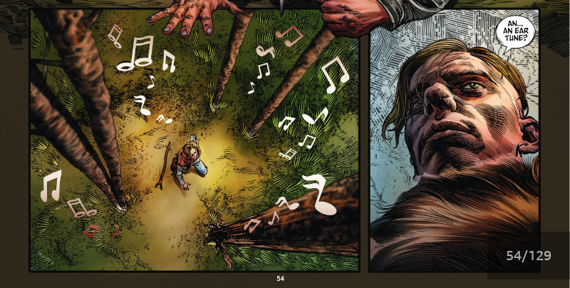 Two Comics Panels. A midevil man hears music and then says "an ear tune?"