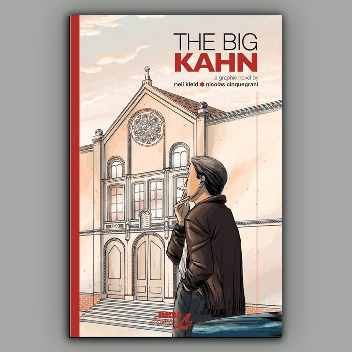 a shot of the cover for The Big Kahn, a graphic novel by Neil Kleid and Nicolas Cinquegrani from NBM Publishing, against a gray background