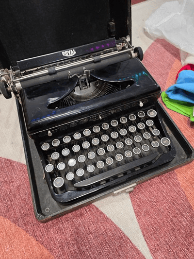 Vintage black Royal typewriter in a black case