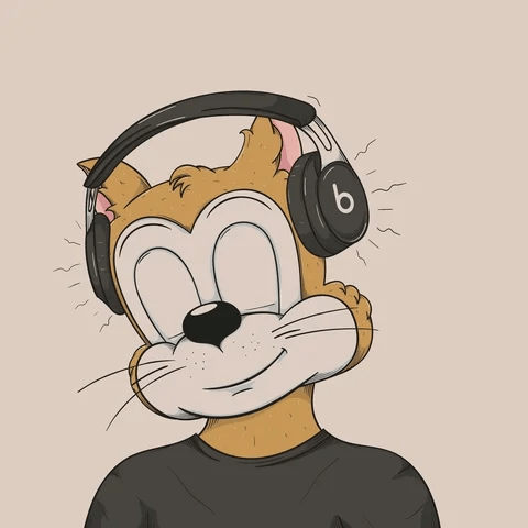 internet gif of a tiger listening to headphones