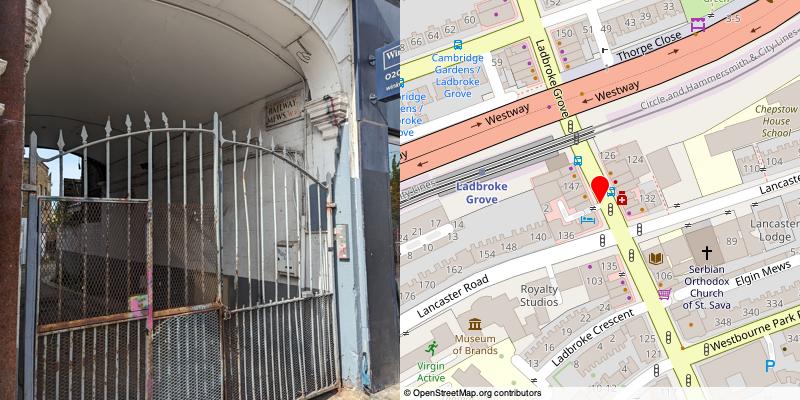 A picture and map of the mews