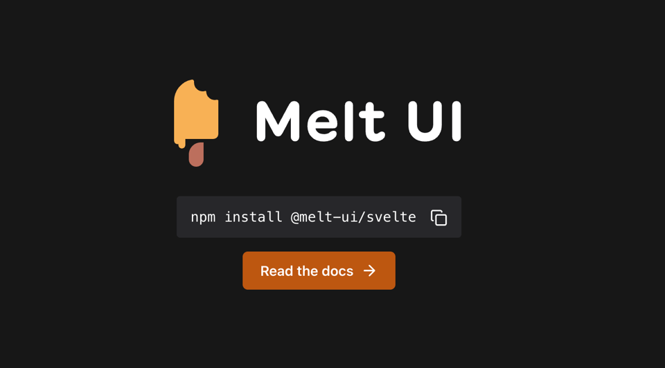 A screenshot of the landing page for Melt UI