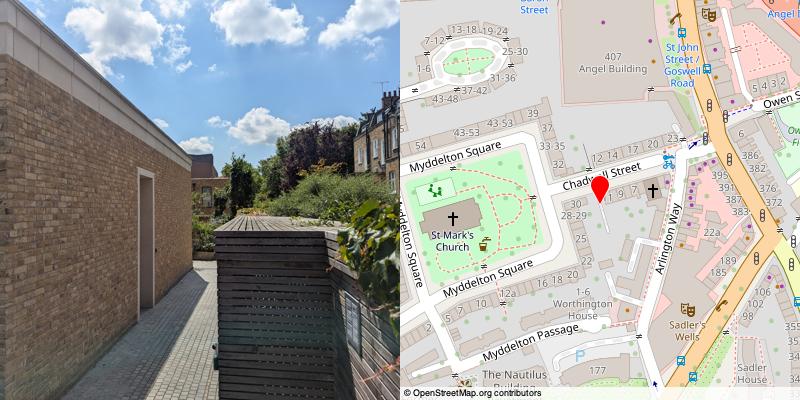 A picture and map of the mews