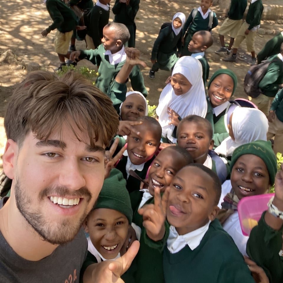 Selfie picture with kids from Tanzania