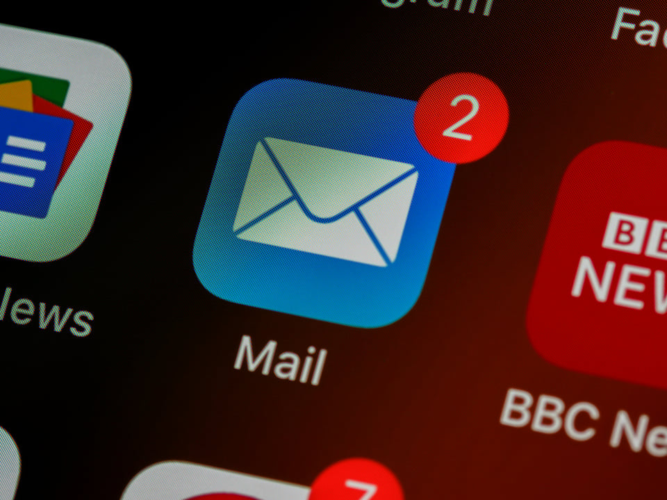 Image of email notifications on a phone.