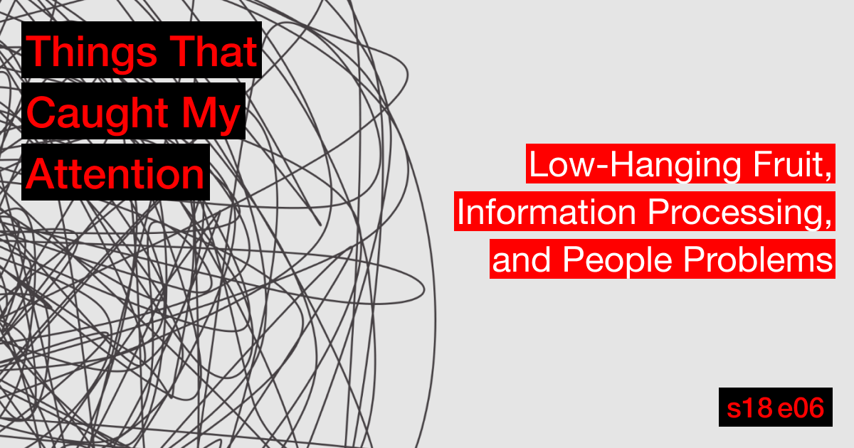 s18e06: Low-Hanging Fruit, Information Processing, and People Problems