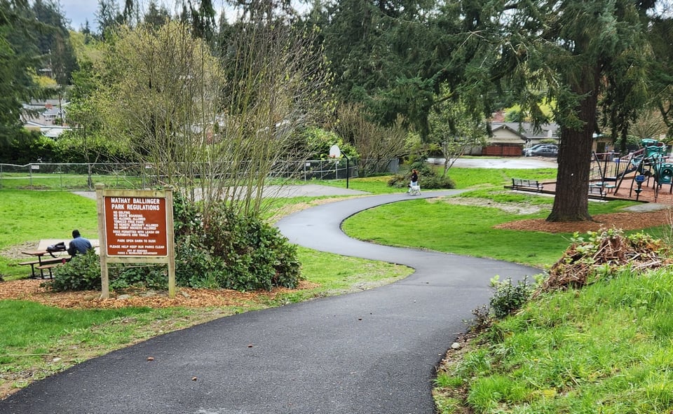 a new paved path at Mathay Ballinger Park in Edmonds