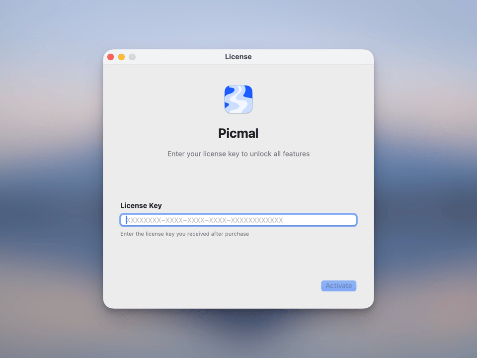 Inactive license key window