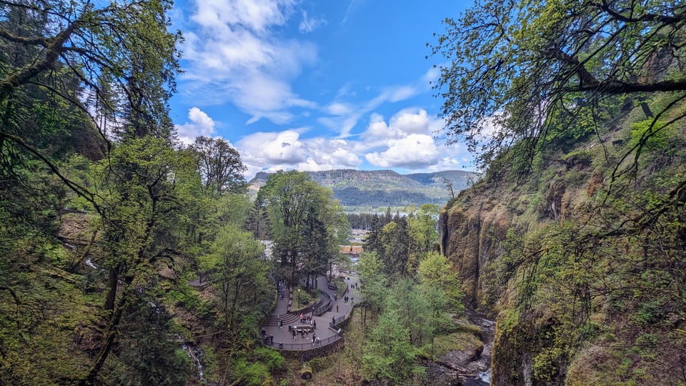 a waterfall in a canyon