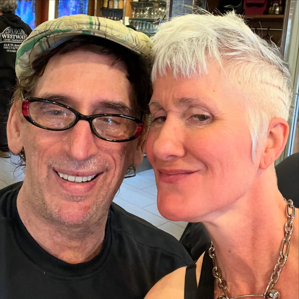 Me and my former neighbor in a coffee shop