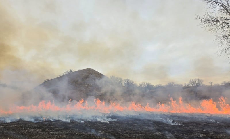 Frontenac State Park’s prairie acreage is greatly benefitted by prescribed burns. Our dry conditions made this one possible in March of this year. / Photo by Amy Poss