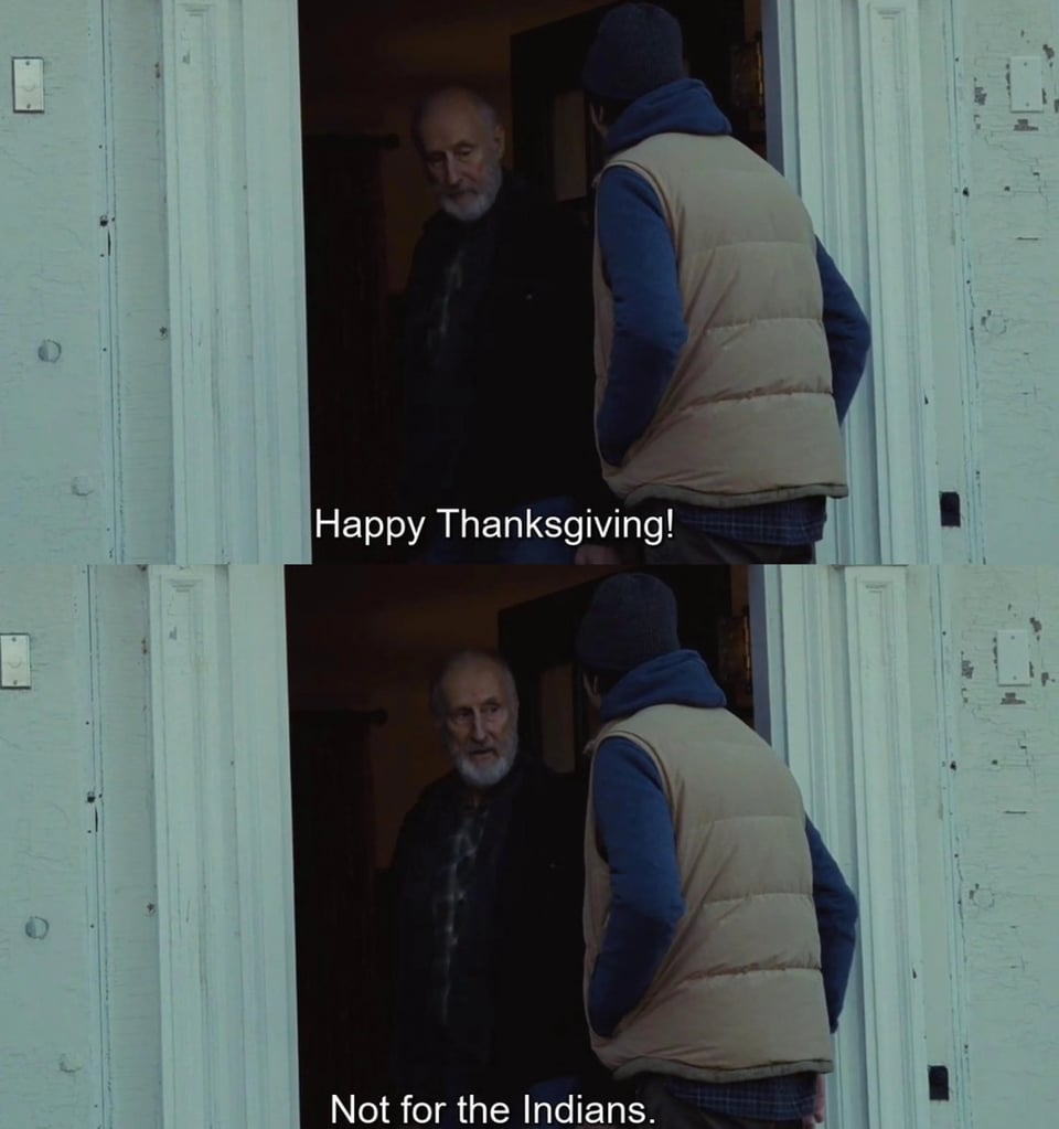 Succession clip: “Happy Thanksgiving” “Not for the Indians”