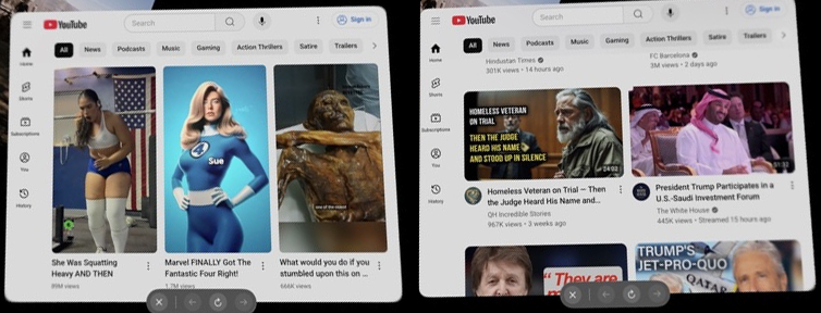 screenshot of YouTube home page.