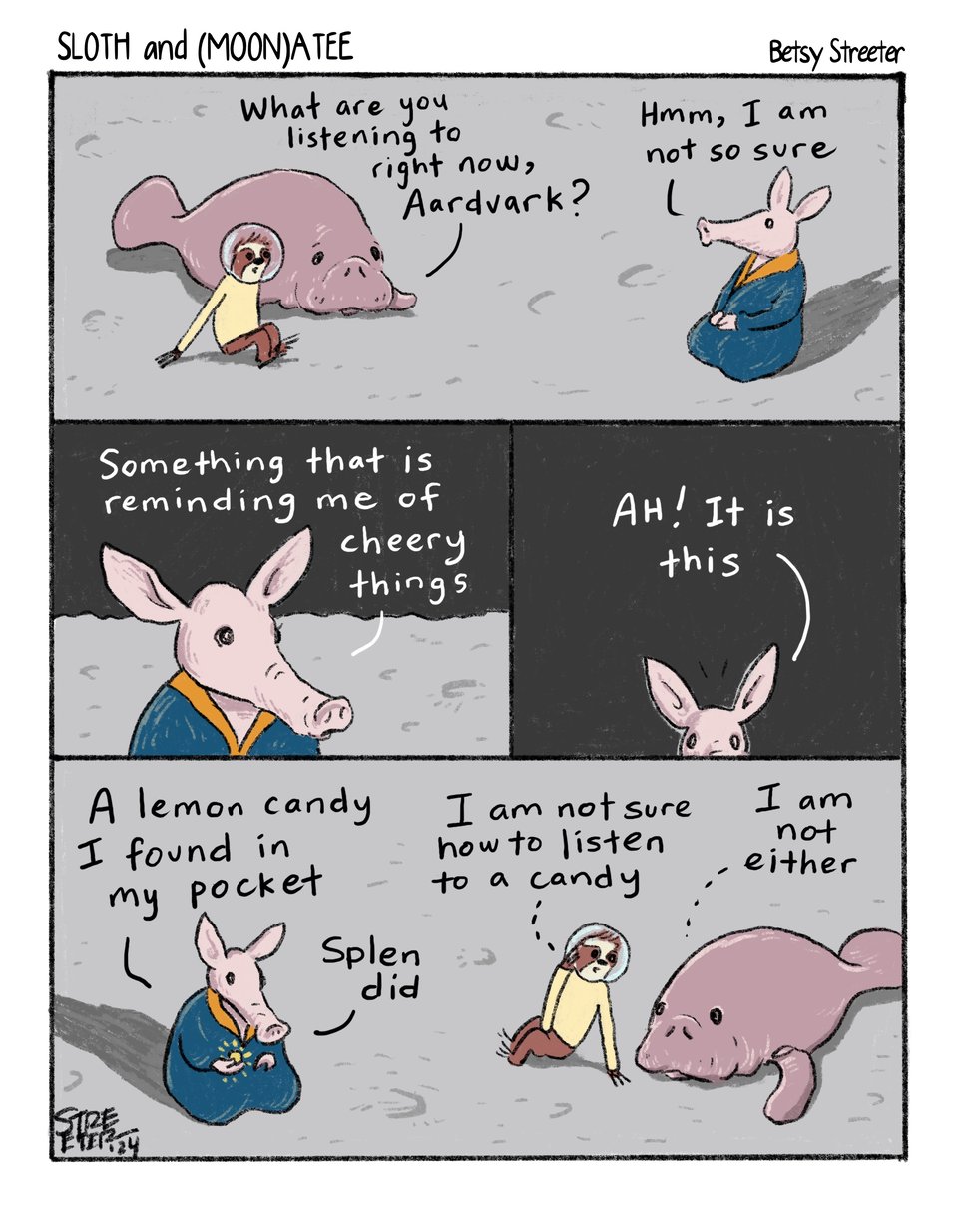 Sloth and Manatee talk with Listening Aardvark