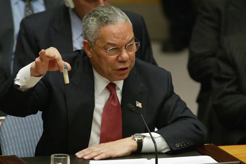 Colin Powell before the UN in 2003
