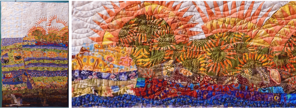 Is it Fire or Is It Sunrise?
Pieced and designed by Deb Blackburn, Preston, MN
Quilted By Maggie, Magpie Studios, Stewartville, MN