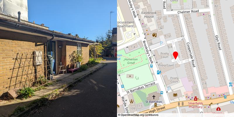 A picture and map of the mews