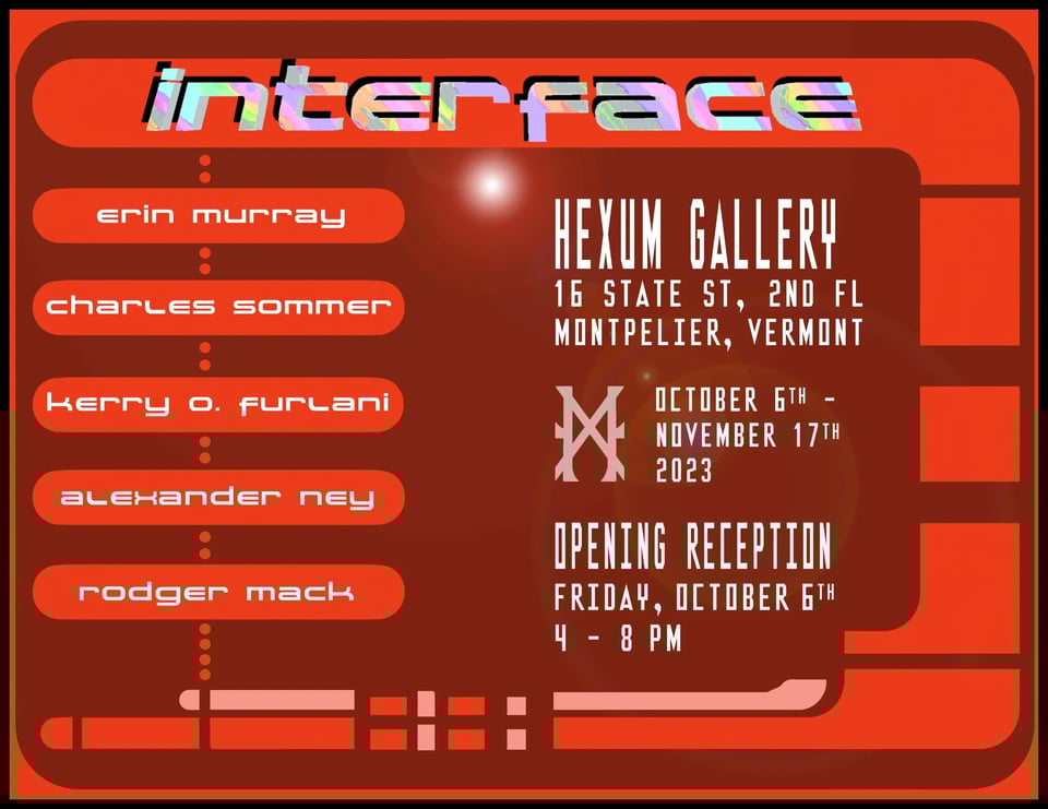 a social media post promoting an art show with a 90s cyberpunk style