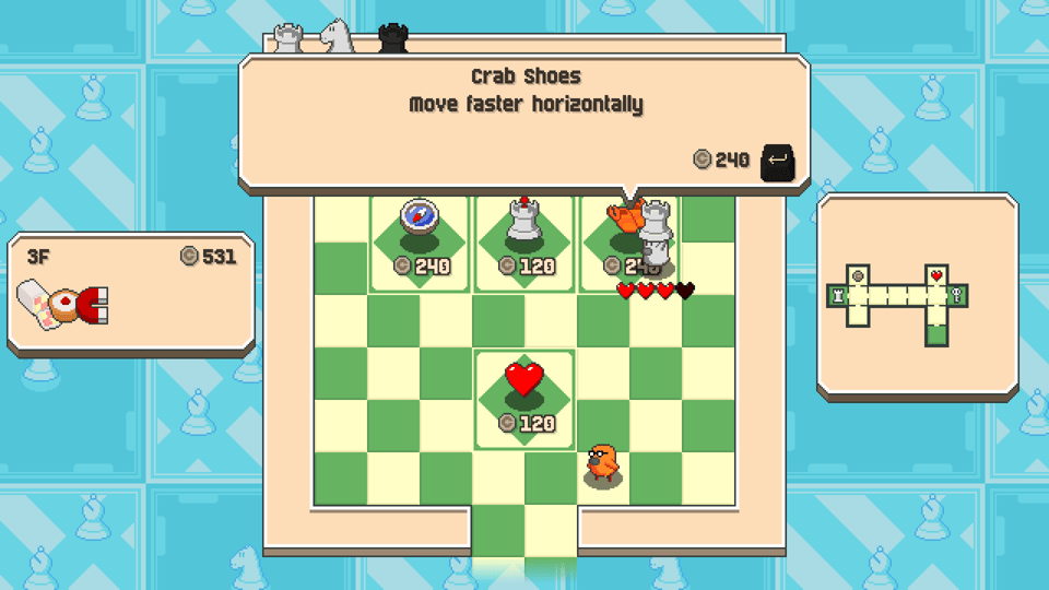 A shop in Chessplosion's dungeon mode