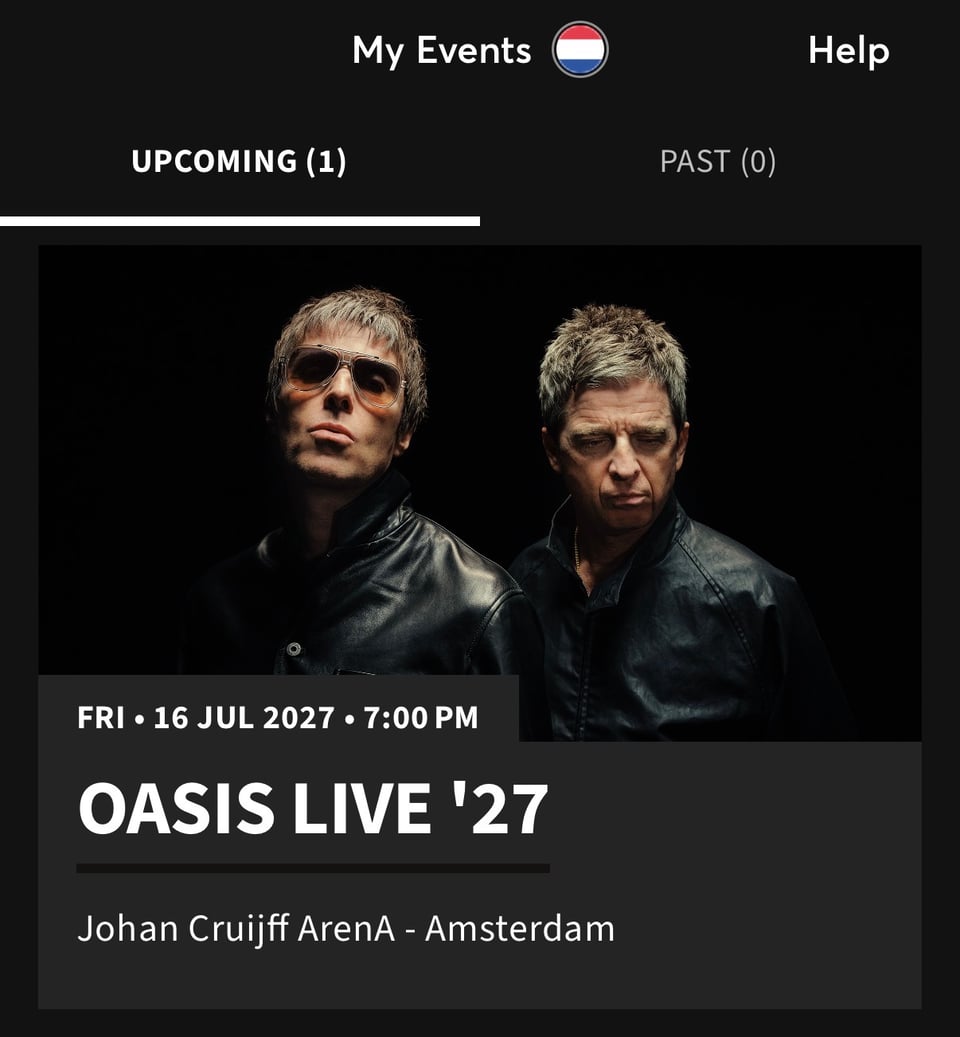Oasis live 27 tickets screen shot