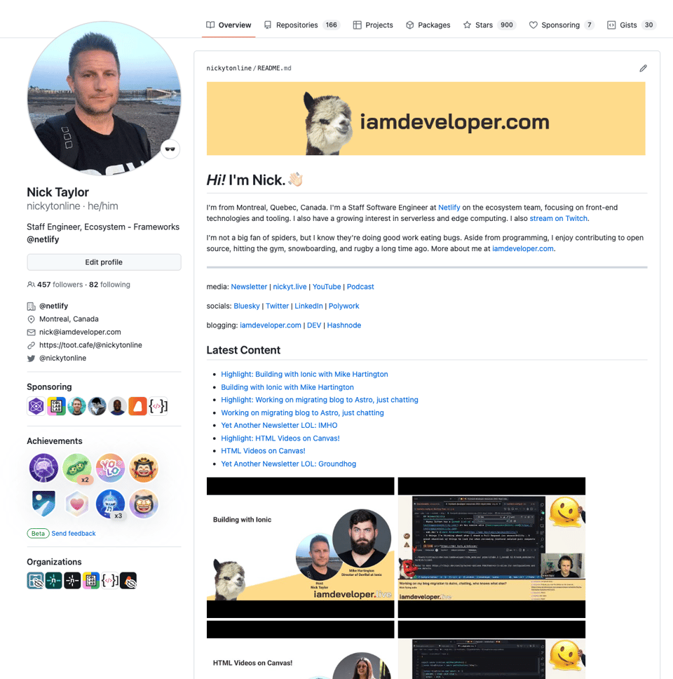 My GitHub profile page