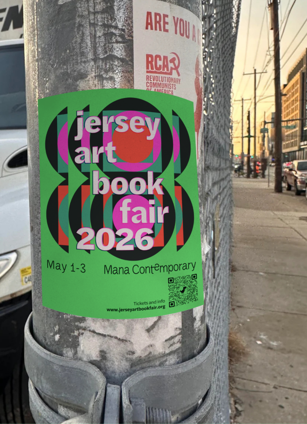 jersey art book fair sticker on a lightpole jersey art book fair 2026 sticker on lightpole
