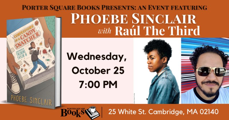 phoebe sinclair with raul the third at Porter Square Books