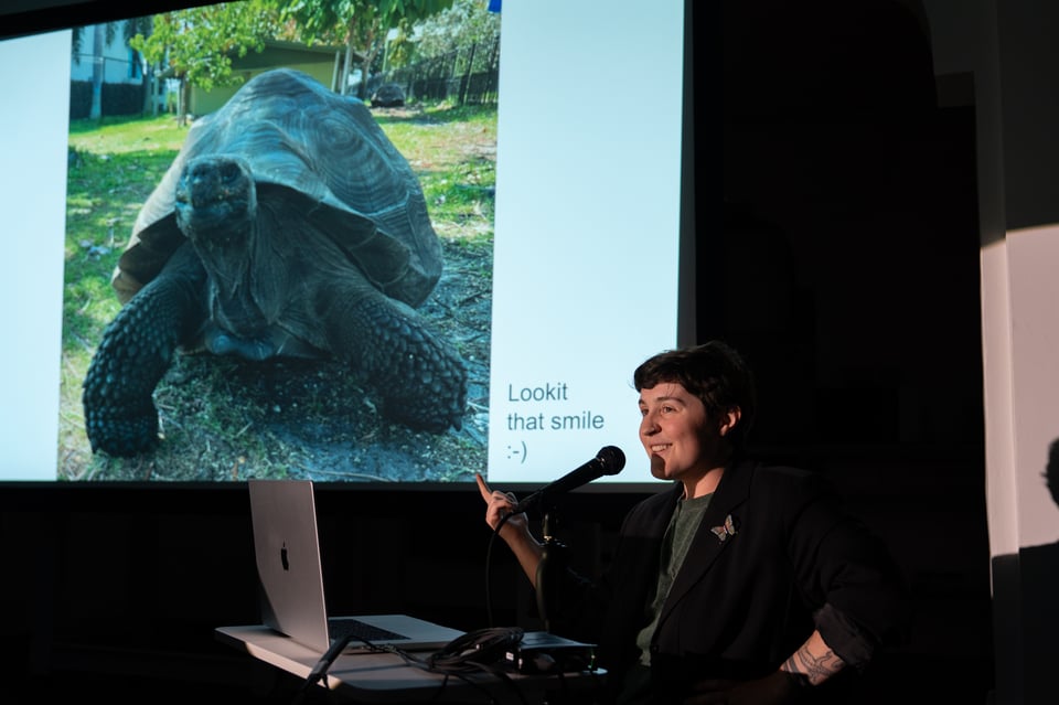 Lee presenting at In The Making.