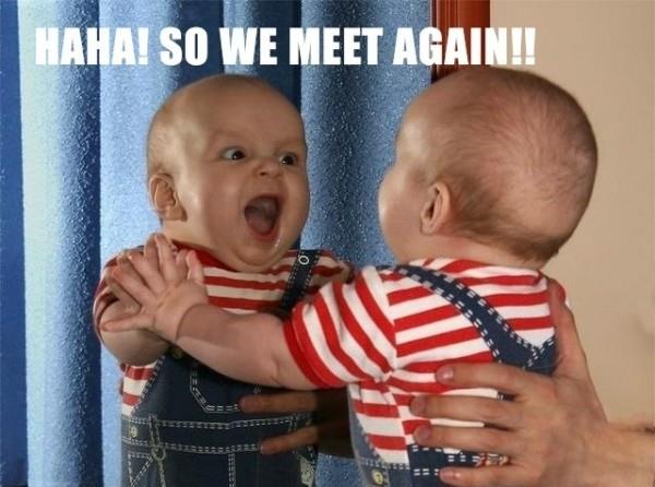 baby in a mirror