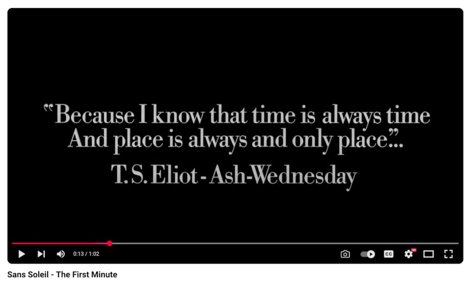 A YouTube frame grab of the epigraph in question