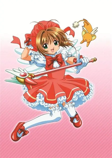 Promotional image for Cardcaptor Sakura, featuring Sakura and Cerberus (also known as Kero)