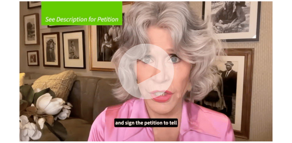 Video thumbnail: Jane Fonda asks viewers to sign a petition denouncing the CP2 project